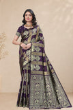 Traditional Jacquard Silk Saree with Elephant Motif and Woven Border