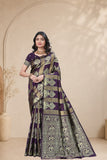 Traditional Jacquard Silk Saree with Elephant Motif and Woven Border