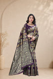 Traditional Jacquard Silk Saree with Elephant Motif and Woven Border