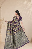 Traditional Jacquard Silk Saree with Elephant Motif and Woven Border