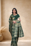 Designer Jacquard Silk Saree with Floral and Traditional Woven Motifs