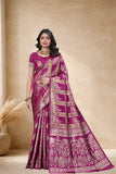 Designer Jacquard Silk Saree with Floral and Traditional Woven Motifs