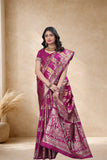Designer Jacquard Silk Saree with Floral and Traditional Woven Motifs
