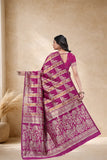 Designer Jacquard Silk Saree with Floral and Traditional Woven Motifs
