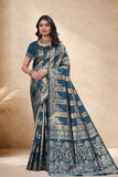 Designer Jacquard Silk Saree with Floral and Traditional Woven Motifs