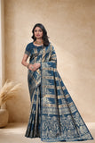 Designer Jacquard Silk Saree with Floral and Traditional Woven Motifs
