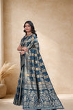 Designer Jacquard Silk Saree with Floral and Traditional Woven Motifs