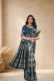 Designer Jacquard Silk Saree with Floral and Traditional Woven Motifs