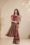 Traditional Jacquard Silk Saree with Elephant Motif and Woven Border