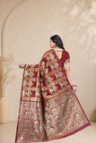 Traditional Jacquard Silk Saree with Elephant Motif and Woven Border