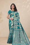 Traditional Jacquard Silk Saree with Elephant Motif and Woven Border