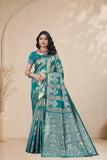 Traditional Jacquard Silk Saree with Elephant Motif and Woven Border