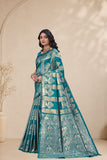 Traditional Jacquard Silk Saree with Elephant Motif and Woven Border
