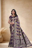 Designer Jacquard Silk Saree with Floral and Traditional Woven Motifs