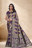 Designer Jacquard Silk Saree with Floral and Traditional Woven Motifs