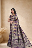 Designer Jacquard Silk Saree with Floral and Traditional Woven Motifs