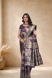 Designer Jacquard Silk Saree with Floral and Traditional Woven Motifs