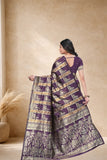 Designer Jacquard Silk Saree with Floral and Traditional Woven Motifs