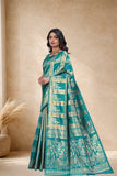 Designer Jacquard Silk Saree with Floral and Traditional Woven Motifs