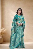 Designer Jacquard Silk Saree with Floral and Traditional Woven Motifs