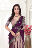 Premium Designer Purple Lehenga Choli with Banarasi Weaving & Embroidered Dupatta