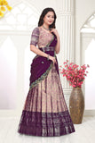 Premium Designer Purple Lehenga Choli with Banarasi Weaving & Embroidered Dupatta