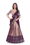 Premium Designer Purple Lehenga Choli with Banarasi Weaving & Embroidered Dupatta