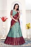 Elegant Banarasi Silk Lehenga Choli Set with Embroidered Wine Dupatta for Women