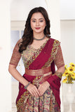 Premium Designer Beige & Maroon Banarasi Lehenga Choli with Embroidered Dupatta