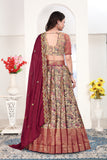 Premium Designer Beige & Maroon Banarasi Lehenga Choli with Embroidered Dupatta