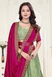Premium Designer Sea Green & Rani Pink Banarasi Lehenga Choli with Embroidered Dupatta