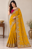 Premium Designer Embroidered Elephant & Floral Border Saree