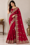 Premium Designer Embroidered Elephant & Floral Border Saree