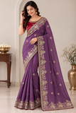 Premium Designer Embroidered Elephant & Floral Border Saree