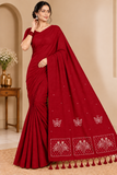 Elegant Handcrafted Butterfly Embroidered Saree