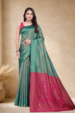 Designer Jacquard Silk Saree with Floral Woven Motifs and Contrast Pallu