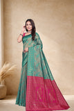 Designer Jacquard Silk Saree with Floral Woven Motifs and Contrast Pallu