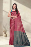 Designer Jacquard Silk Saree with Geometric Woven Pattern and Contrast Pallu