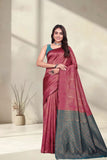 Designer Jacquard Silk Saree with Geometric Woven Pattern and Contrast Pallu