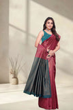 Designer Jacquard Silk Saree with Geometric Woven Pattern and Contrast Pallu