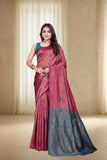 Traditional Woven Silk Saree with Brocade Border and Contrast Pallu