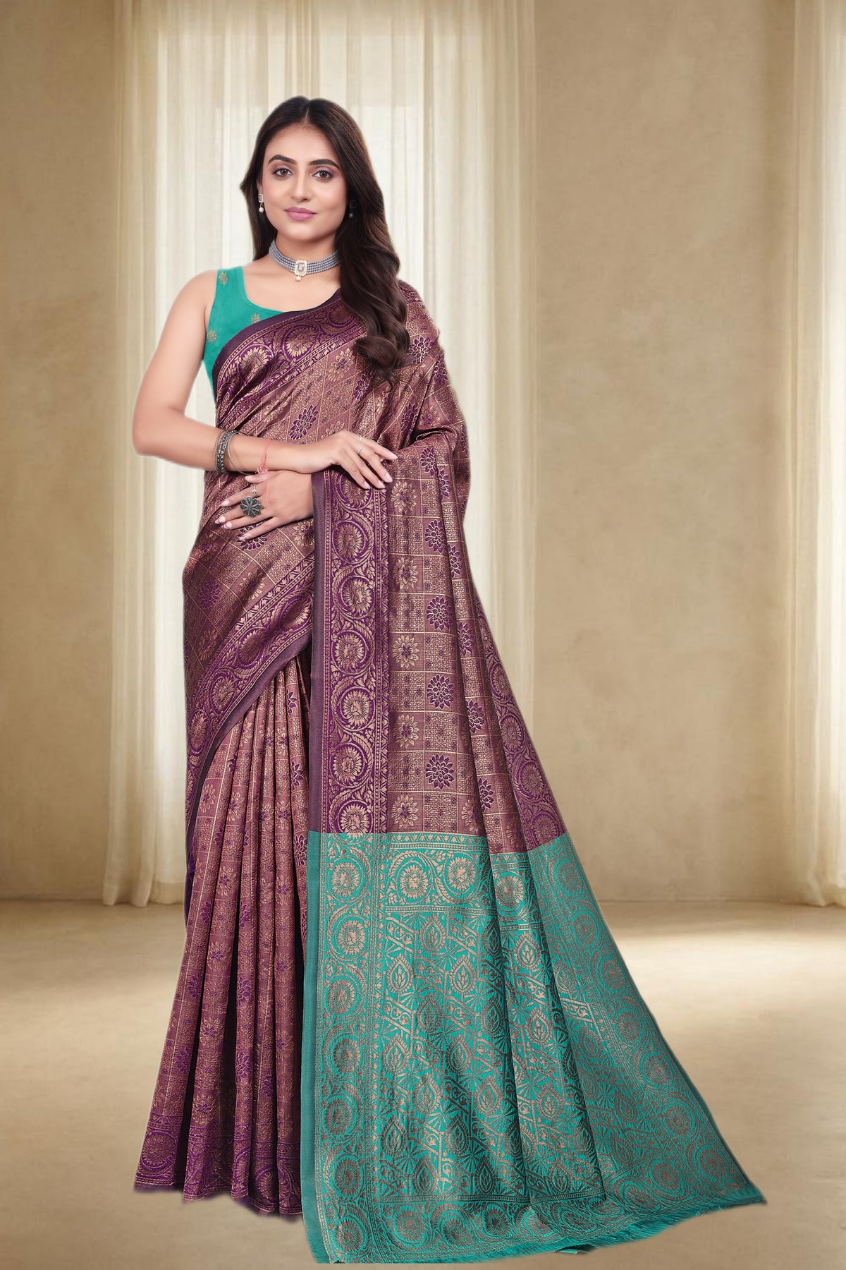 Traditional Woven Silk Saree with Brocade Border and Contrast Pallu