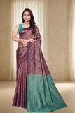 Traditional Woven Silk Saree with Brocade Border and Contrast Pallu