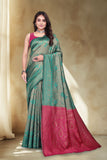 Elegant Jacquard Silk Saree with Floral Woven Design