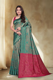 Elegant Jacquard Silk Saree with Floral Woven Design