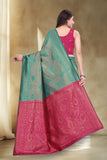 Elegant Jacquard Silk Saree with Floral Woven Design
