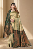 Traditional Jacquard Silk Saree with Woven Floral Motifs and Designer Border