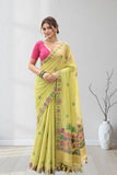 Floral Embroidered Designer Saree with Tassel Border