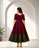 Traditional Ethnic Flared Anarkali Dress with Printed Border