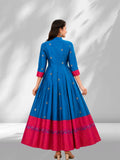 Traditional Silk Anarkali Dress with Printed Border – Ethnic Party Wear